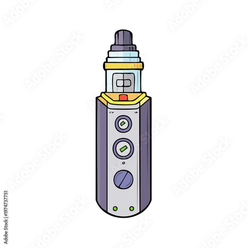 Colorful cartoon electronic cigarette device with buttons and tank for vaporizing liquid