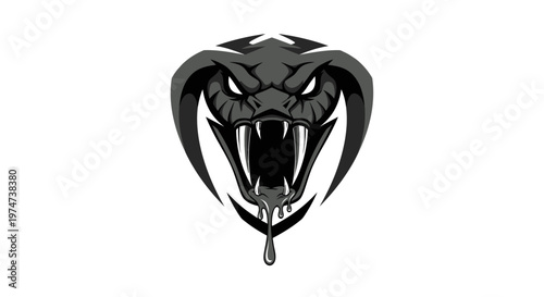 Black snake head with fangs.