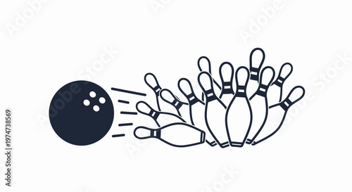 Bowling Ball Hits Pins Game.