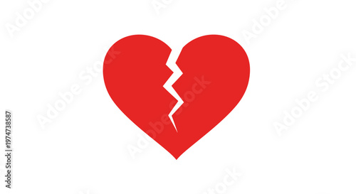 Broken heart symbol red icon.