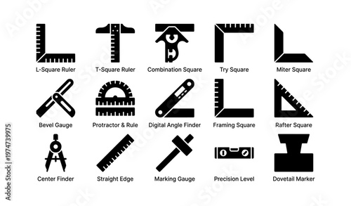 Set of diverse measuring tools icons for precision and accuracy