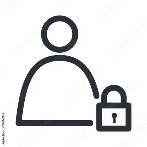 ユーザー権限を表す線画アイコン アカウント管理とアクセス制御のベクター素材