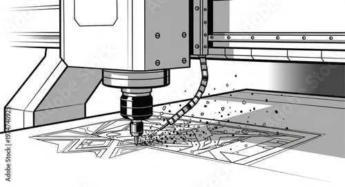 CNC milling machine cutting metal.