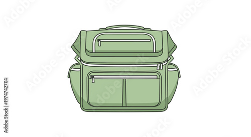 Green Bag with Multiple Pockets.