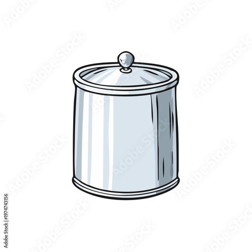 Simple Illustration of a Transparent Glass Jar with a Round Lid and Knob
