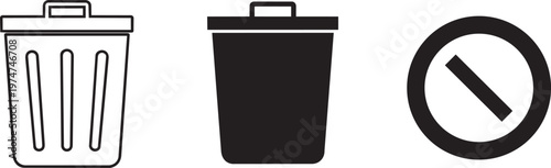 Black and white trash can with a prohibition sign garbage can waste bin do not