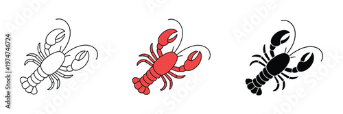 Lobster icon symbol for graphic and web design, vector illustration of a lobster, minimal logo concept, perfect for seafood restaurant branding, marine business, and digital design