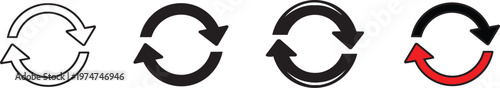 Circular arrow in various styles and colors circular arrows symbols rotation recycle refresh