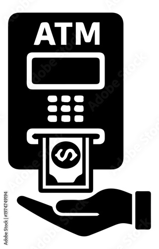 ATM Cash Withdrawal Banking Machine Illustration