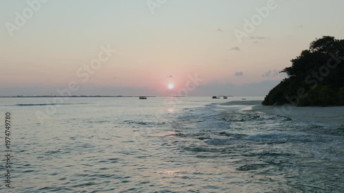 sunset on the Maldives' beach