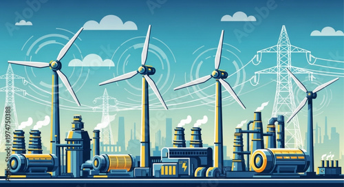 Wind Turbines Generating Clean Energy.