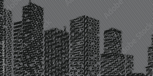 Modern city skyline life abstract background design with square design concept. City skyscraper silhouette. Vector illustration in flat design