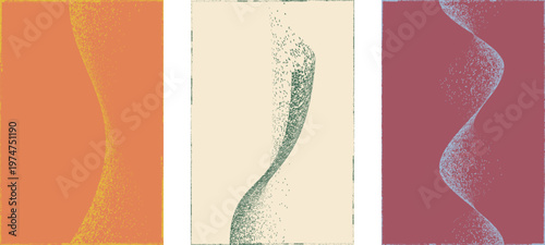 Abstract grain noise wave texture background with soft curved lines useful for posters, overlays. Minimal organic flow lines with subtle grainy texture. Fluid noised curves effect. Vector
