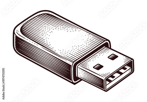 USB flash drive vector illustration. portable data storage device.