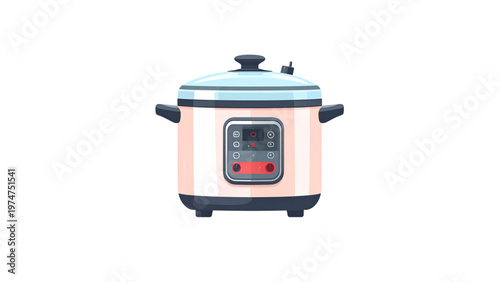 Modern electric slow cooker with digital display and control buttons Vector