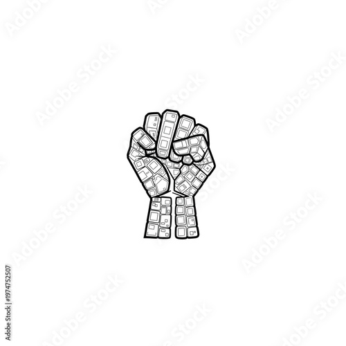 Two fists with puzzle pieces skin.