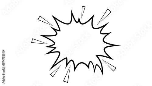 Jagged explosion speech bubble with sharp edges and radiating lines designed for high impact comic book dialogue.