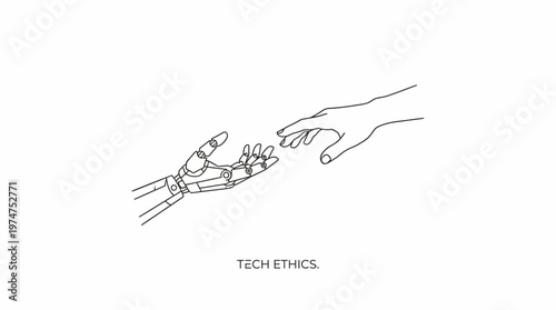 The delicate balance between human touch and artificial intelligence, representing the evolving landscape of technology and ethics