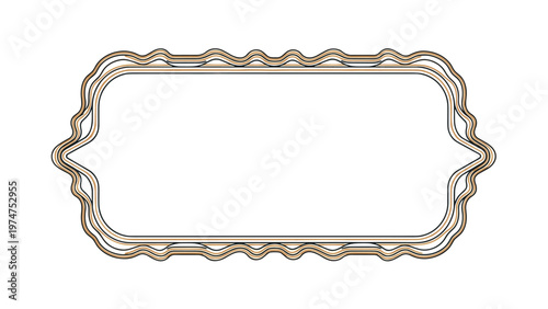 Elegant horizontal frame with multiple wavy gold and black outlines around a large empty white space for text or images.