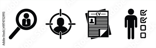 Recruitment Hiring and Candidate Selection Icon Set