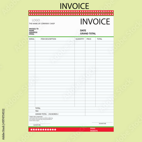 A simple modern editable invoice design template