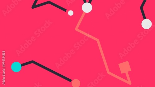 Abstract Colorful Network Lines on Bright Pink Background