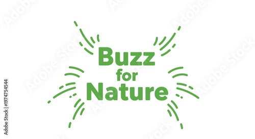 Green buzz for nature logo with dynamic lines on white background symbolizing eco friendly and environmental concepts