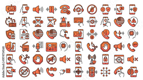 Social Security Scam Warning Icon Set in Linear Gradient Style. Collection of Fraud Linear Icons, including social security, retirees, scams, identity, theft, medicare