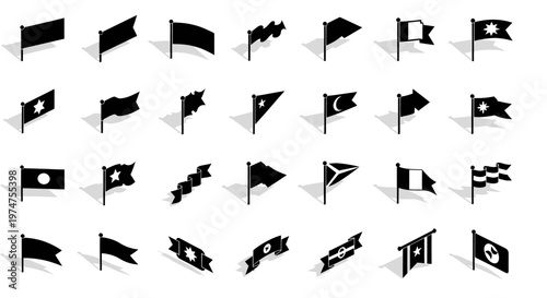 Collection of various black flags.