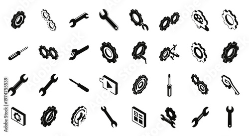 Collection of various metal wrenches tools.