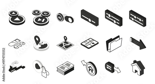 Collection of various technology icons.
