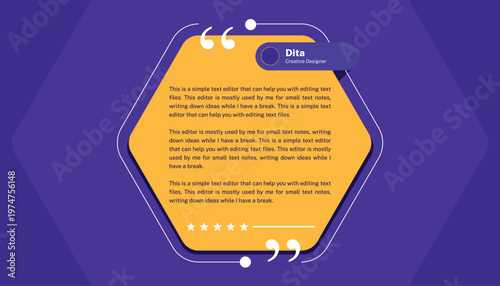 Creative Testimonial Editable Vector template।.  Review, Feedback, Infographic Template, Label, editable text box layout design,