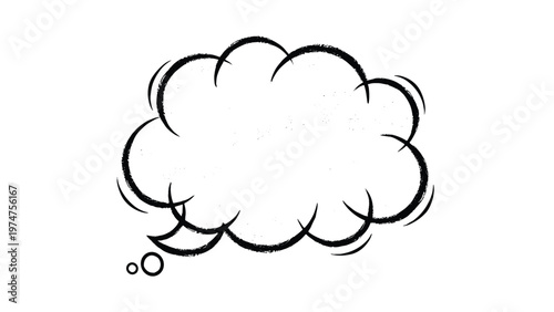 Hand-drawn black outline of a cloud-shaped thought bubble provides a creative space for expressing ideas or inner monologues.