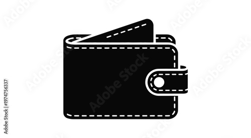 Wallet icon black silhouette showing closed wallet with card slots flap and button closure simple minimal design