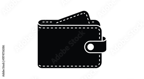 Wallet icon minimal black graphic closed wallet with visible card slots flap and button closure silhouette design