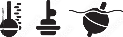 Set of nautical buoy vector icons representing various navigational markers for marine safety