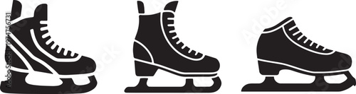 Set of Three Detailed Ice Skating Boots and Blades Vector Illustration for Winter Sport Design