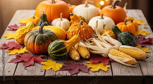 Autumn Fall Pumpkins and Gourds Display