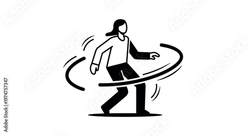 Woman playing with hula hoop actively.