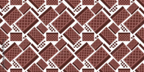 layered crispy wafer cookies seamless pattern flat. light sweet snack food illustration for candy shop or packaging. simple vector. pattern with white background. 