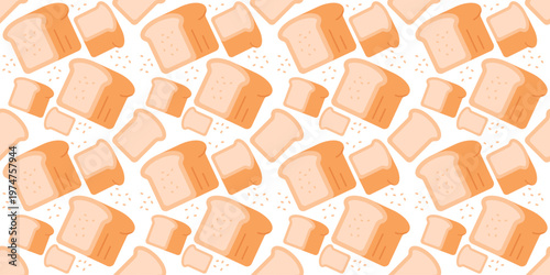 fresh bread loaf seamless pattern flat design background. bakery food, baked goods illustration for packaging, kitchen wallpaper, or restaurant design. simple vector. pattern with white background. 