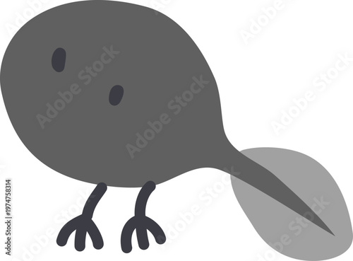 足が生えたかわいいおたまじゃくしのイラスト