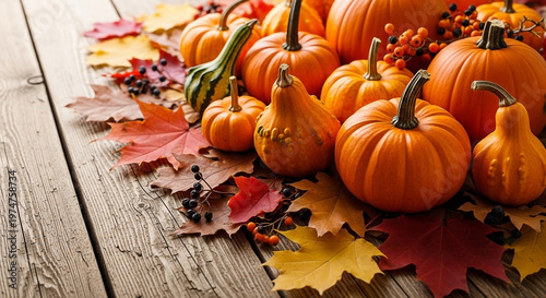 Autumn Harvest Pumpkins Fall Leaves