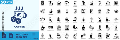 Coffee Duotone Editable Icons set