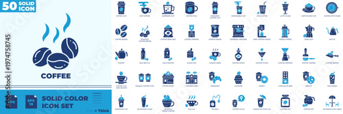 Coffee Solid Color Editable Icons set