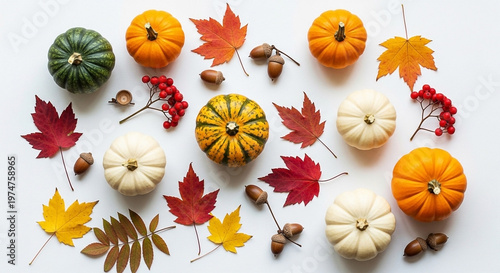 Autumn Harvest Pumpkins Leaves Acorns