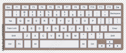 Computer Keyboard Layout Template with Letters – Modern Keyboard