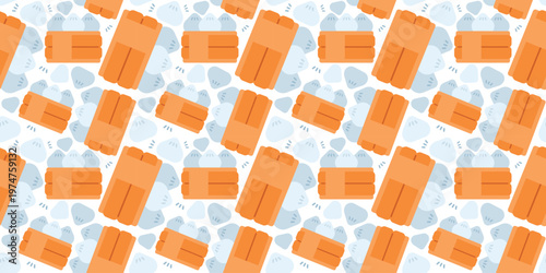 asian dimsum dumplings seamless pattern flat design. traditional steamed snack food illustration for restaurant menu or packaging design. simple vector. pattern with white background. 