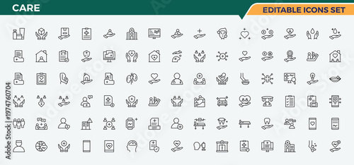 Digital Care line icon set. Perfect for logos and infographic. Editable stroke. Pixel Perfect. Virtual Healthcare icon set. telemedicine, digital healthcare, consultation and more.