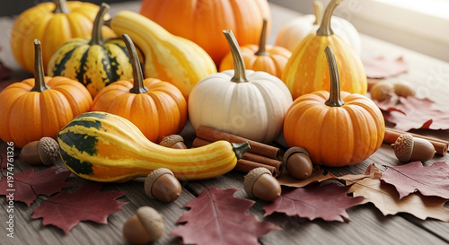 Autumn Pumpkins and Gourds Gathering